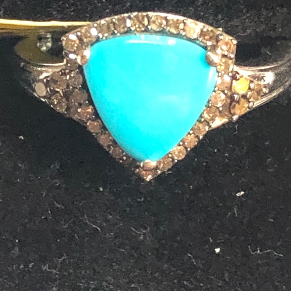 Natural Arizona Sleeping Beauty Turquoise & Champagne Diamond Ring